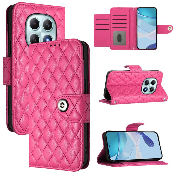 Funda de cuero con tapa y textura rombal para teléfono con cordón, For Redmi 15a 5G Global, For Redmi Turbo 5 5G Global / Poco X8 Pro, For Redmi Note 15 Pro+ 5G Global 163.3mm, For Redmi Note 15 4G / 5G Global 164mm                                     ...