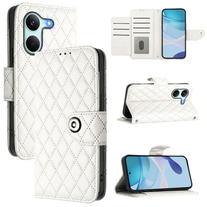 Funda de cuero con tapa y textura rombal para teléfono con cordón, For Redmi 15a 5G Global, For Redmi Turbo 5 5G Global / Poco X8 Pro, For Redmi Note 15 Pro+ 5G Global 163.3mm, For Redmi Note 15 4G / 5G Global 164mm                                     ...