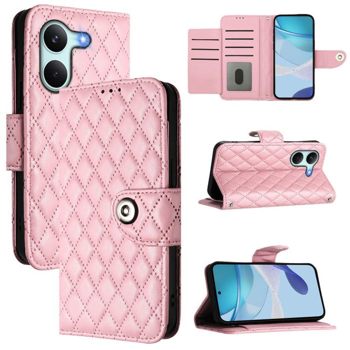 Funda de cuero con tapa y textura rombal para teléfono con cordón, For Redmi 15a 5G Global, For Redmi Turbo 5 5G Global / Poco X8 Pro, For Redmi Note 15 Pro+ 5G Global 163.3mm, For Redmi Note 15 4G / 5G Global 164mm                                     ...