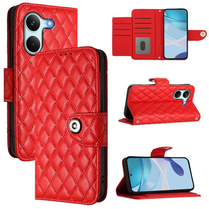 Funda de cuero con tapa y textura rombal para teléfono con cordón, For Redmi 15a 5G Global, For Redmi Turbo 5 5G Global / Poco X8 Pro, For Redmi Note 15 Pro+ 5G Global 163.3mm, For Redmi Note 15 4G / 5G Global 164mm                                     ...