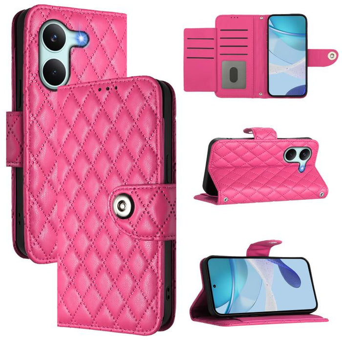 Funda de cuero con tapa y textura rombal para teléfono con cordón, For Redmi 15a 5G Global, For Redmi Turbo 5 5G Global / Poco X8 Pro, For Redmi Note 15 Pro+ 5G Global 163.3mm, For Redmi Note 15 4G / 5G Global 164mm                                     ...