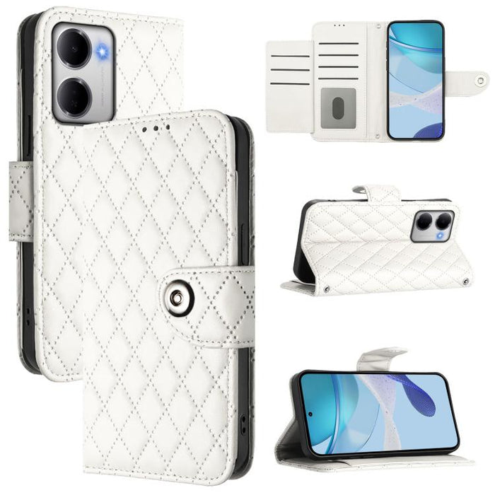 Funda de cuero con tapa y textura rombal para teléfono con cordón, For Redmi 15a 5G Global, For Redmi Turbo 5 5G Global / Poco X8 Pro, For Redmi Note 15 Pro+ 5G Global 163.3mm, For Redmi Note 15 4G / 5G Global 164mm                                     ...