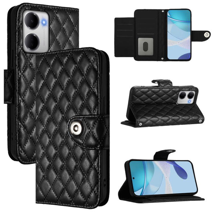 Funda de cuero con tapa y textura rombal para teléfono con cordón, For Redmi 15a 5G Global, For Redmi Turbo 5 5G Global / Poco X8 Pro, For Redmi Note 15 Pro+ 5G Global 163.3mm, For Redmi Note 15 4G / 5G Global 164mm                                     ...