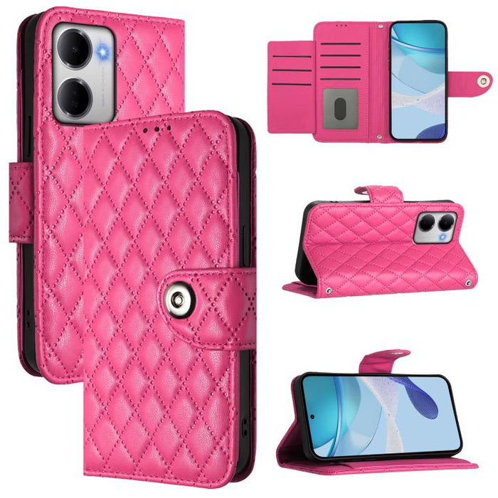 Funda de cuero con tapa y textura rombal para teléfono con cordón, For Redmi 15a 5G Global, For Redmi Turbo 5 5G Global / Poco X8 Pro, For Redmi Note 15 Pro+ 5G Global 163.3mm, For Redmi Note 15 4G / 5G Global 164mm                                     ...