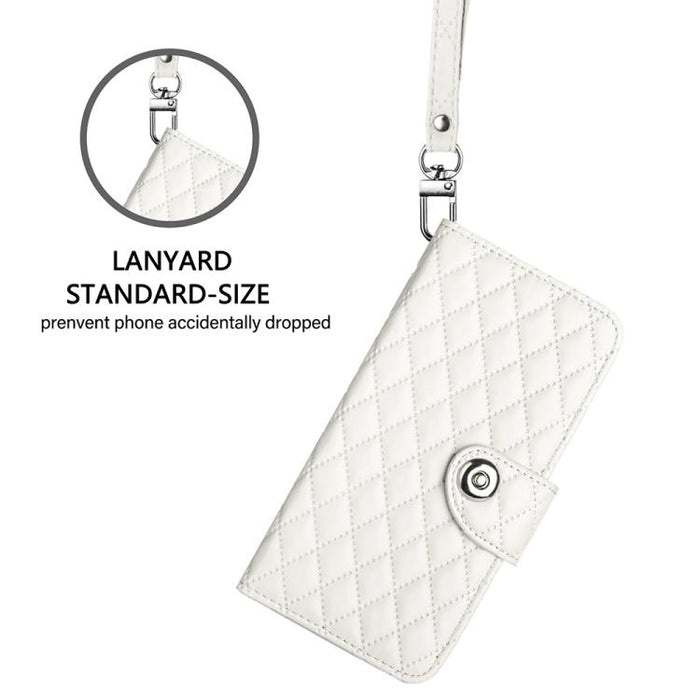 Funda de cuero con tapa y textura rombal para teléfono con cordón, For Redmi 15a 5G Global, For Redmi Turbo 5 5G Global / Poco X8 Pro, For Redmi Note 15 Pro+ 5G Global 163.3mm, For Redmi Note 15 4G / 5G Global 164mm                                     ...
