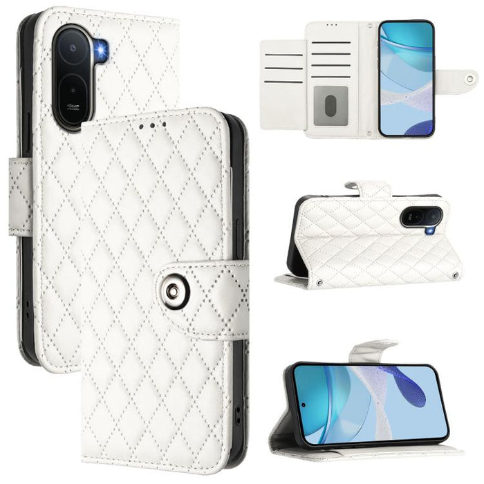 Funda de cuero con tapa y textura rombal para teléfono con cordón, For Redmi 15a 5G Global, For Redmi Turbo 5 5G Global / Poco X8 Pro, For Redmi Note 15 Pro+ 5G Global 163.3mm, For Redmi Note 15 4G / 5G Global 164mm                                     ...