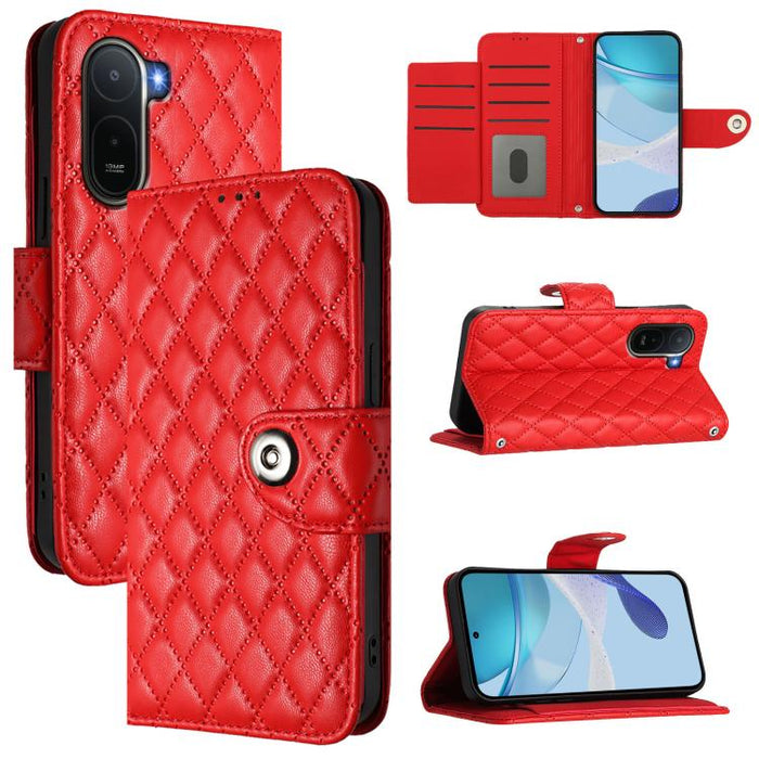 Funda de cuero con tapa y textura rombal para teléfono con cordón, For Redmi 15a 5G Global, For Redmi Turbo 5 5G Global / Poco X8 Pro, For Redmi Note 15 Pro+ 5G Global 163.3mm, For Redmi Note 15 4G / 5G Global 164mm                                     ...