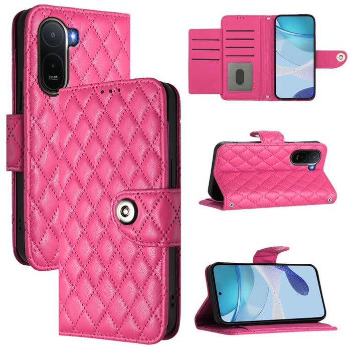 Funda de cuero con tapa y textura rombal para teléfono con cordón, For Redmi 15a 5G Global, For Redmi Turbo 5 5G Global / Poco X8 Pro, For Redmi Note 15 Pro+ 5G Global 163.3mm, For Redmi Note 15 4G / 5G Global 164mm                                     ...