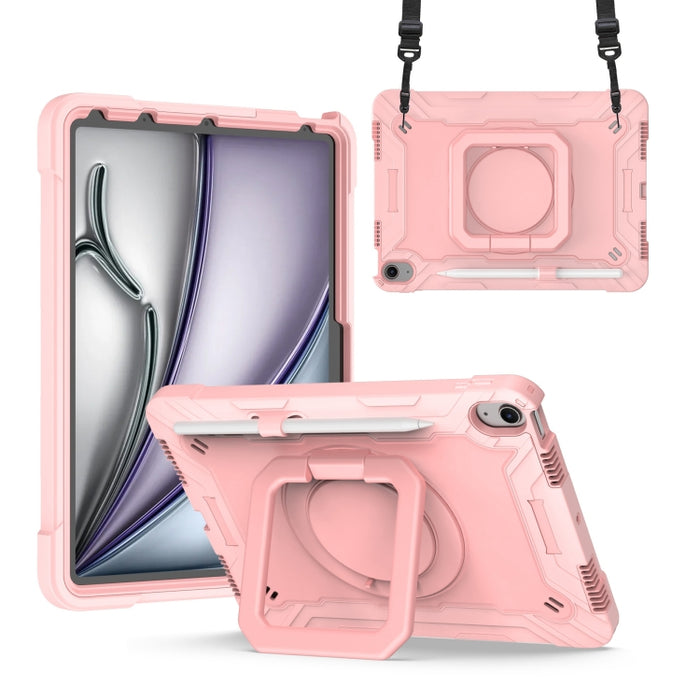 Caja híbrida de la tableta de la PC del silicón del tenedor del apretón de la manija con la correa, For iPad Pro 11 2025 / 2024, For iPad Air 11 2025 / 2024