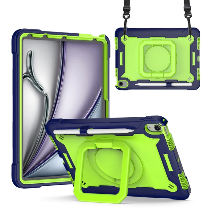 Caja híbrida de la tableta de la PC del silicón del tenedor del apretón de la manija con la correa, For iPad Pro 11 2025 / 2024, For iPad Air 11 2025 / 2024
