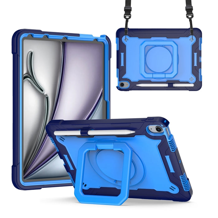 Caja híbrida de la tableta de la PC del silicón del tenedor del apretón de la manija con la correa, For iPad Pro 11 2025 / 2024, For iPad Air 11 2025 / 2024