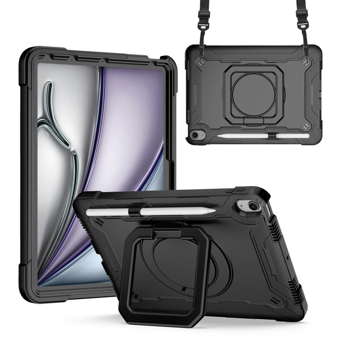 Caja híbrida de la tableta de la PC del silicón del tenedor del apretón de la manija con la correa, For iPad Pro 11 2025 / 2024, For iPad Air 11 2025 / 2024