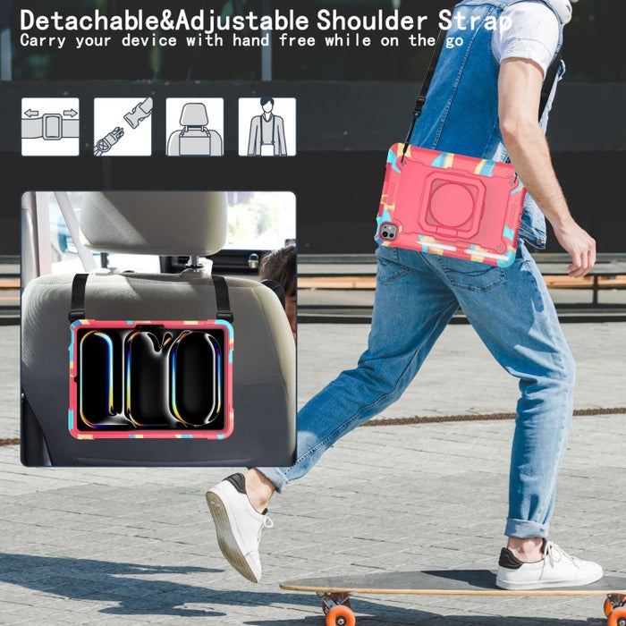 Caja híbrida de la tableta de la PC del silicón del tenedor del apretón de la manija con la correa, For iPad Pro 11 2025 / 2024, For iPad Air 11 2025 / 2024