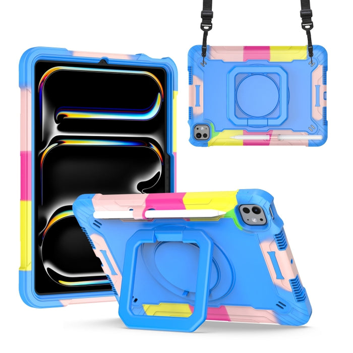 Caja híbrida de la tableta de la PC del silicón del tenedor del apretón de la manija con la correa, For iPad Pro 11 2025 / 2024, For iPad Air 11 2025 / 2024