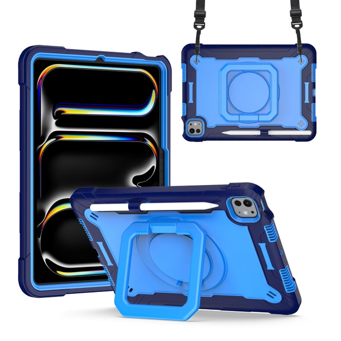 Caja híbrida de la tableta de la PC del silicón del tenedor del apretón de la manija con la correa, For iPad Pro 11 2025 / 2024, For iPad Air 11 2025 / 2024