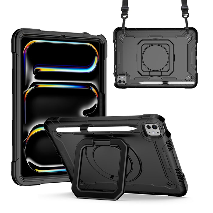 Caja híbrida de la tableta de la PC del silicón del tenedor del apretón de la manija con la correa, For iPad Pro 11 2025 / 2024, For iPad Air 11 2025 / 2024