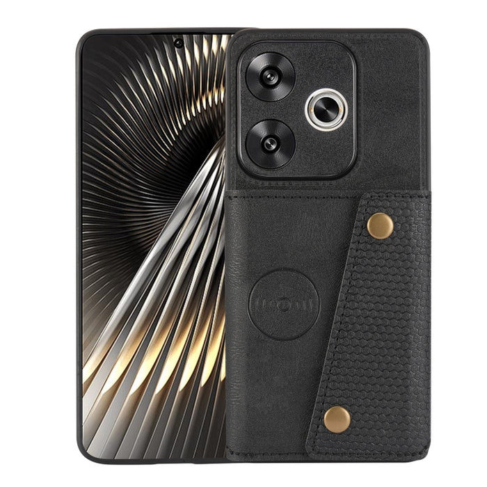 Estuche magnético para teléfono con ranuras para tarjetas con doble hebilla, For Redmi Turbo 3