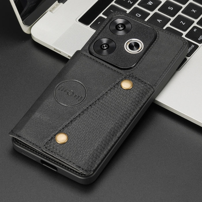 Estuche magnético para teléfono con ranuras para tarjetas con doble hebilla, For Redmi Turbo 3