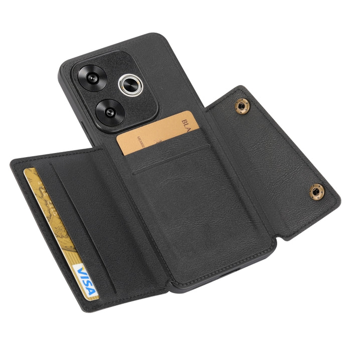 Estuche magnético para teléfono con ranuras para tarjetas con doble hebilla, For Redmi Turbo 3