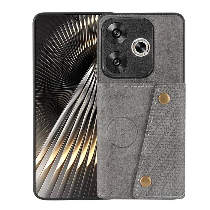 Estuche magnético para teléfono con ranuras para tarjetas con doble hebilla, For Redmi Turbo 3