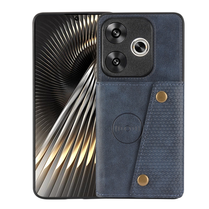 Estuche magnético para teléfono con ranuras para tarjetas con doble hebilla, For Redmi Turbo 3