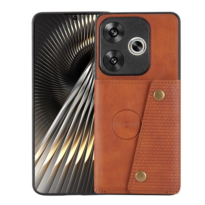 Estuche magnético para teléfono con ranuras para tarjetas con doble hebilla, For Redmi Turbo 3