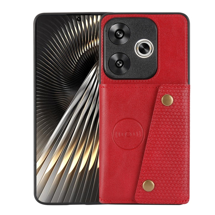 Estuche magnético para teléfono con ranuras para tarjetas con doble hebilla, For Redmi Turbo 3