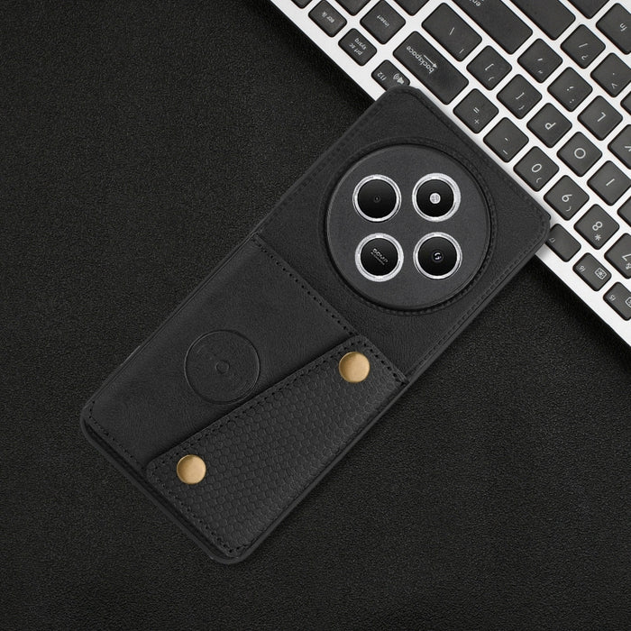 Estuche magnético para teléfono con ranuras para tarjetas con doble hebilla, For Redmi Turbo 3