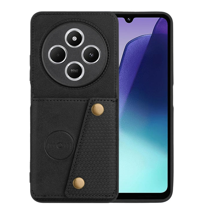 Estuche magnético para teléfono con ranuras para tarjetas con doble hebilla, For Redmi Turbo 3