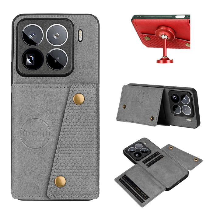 Estuche magnético para teléfono con ranuras para tarjetas con doble hebilla, For Xiaomi Poco X8 Pro Max 5G Global, For Xiaomi Poco X8 Pro 5G Global, For Xiaomi 17 Pro Max, For Xiaomi 17 Pro, For Xiaomi 17, For Xiaomi 15T Pro, For Xiaomi 15T            ...