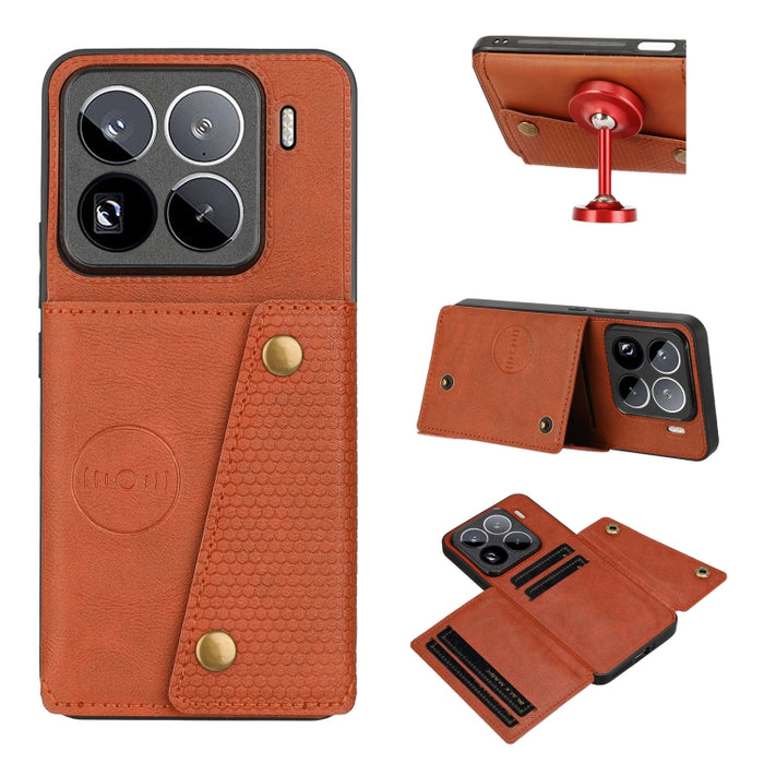 Estuche magnético para teléfono con ranuras para tarjetas con doble hebilla, For Xiaomi Poco X8 Pro Max 5G Global, For Xiaomi Poco X8 Pro 5G Global, For Xiaomi 17 Pro Max, For Xiaomi 17 Pro, For Xiaomi 17, For Xiaomi 15T Pro, For Xiaomi 15T            ...