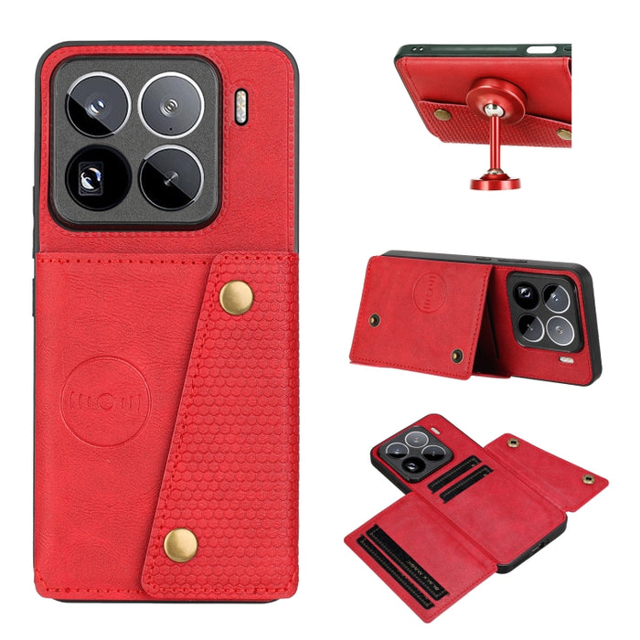 Estuche magnético para teléfono con ranuras para tarjetas con doble hebilla, For Xiaomi Poco X8 Pro Max 5G Global, For Xiaomi Poco X8 Pro 5G Global, For Xiaomi 17 Pro Max, For Xiaomi 17 Pro, For Xiaomi 17, For Xiaomi 15T Pro, For Xiaomi 15T            ...