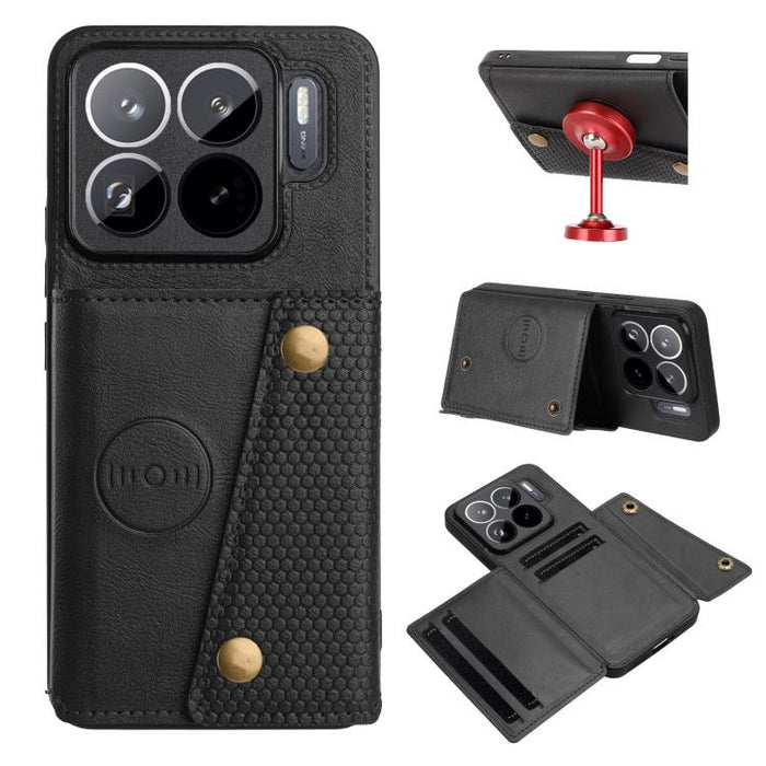 Estuche magnético para teléfono con ranuras para tarjetas con doble hebilla, For Xiaomi Poco X8 Pro Max 5G Global, For Xiaomi Poco X8 Pro 5G Global, For Xiaomi 17 Pro Max, For Xiaomi 17 Pro, For Xiaomi 17, For Xiaomi 15T Pro, For Xiaomi 15T            ...