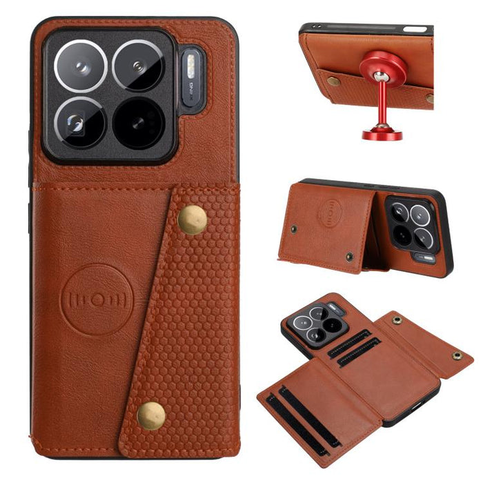 Estuche magnético para teléfono con ranuras para tarjetas con doble hebilla, For Xiaomi Poco X8 Pro Max 5G Global, For Xiaomi Poco X8 Pro 5G Global, For Xiaomi 17 Pro Max, For Xiaomi 17 Pro, For Xiaomi 17, For Xiaomi 15T Pro, For Xiaomi 15T            ...