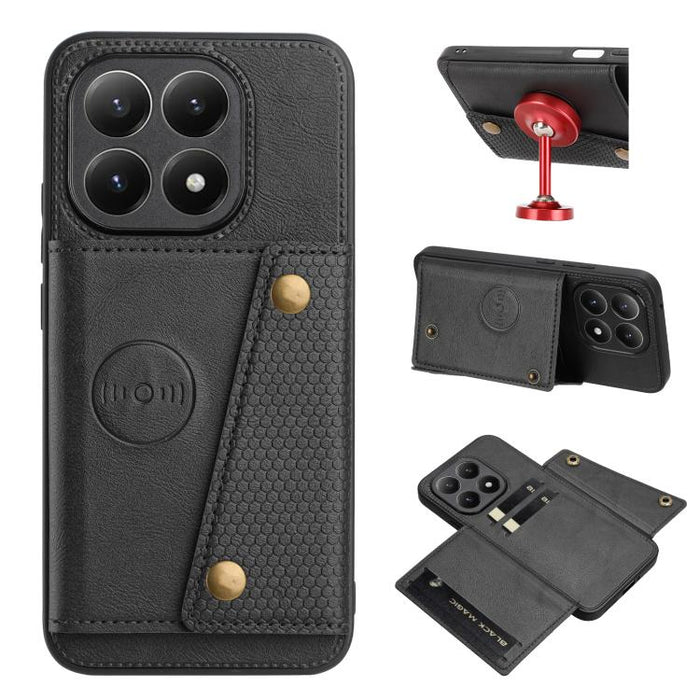 Estuche magnético para teléfono con ranuras para tarjetas con doble hebilla, For Xiaomi Poco X8 Pro Max 5G Global, For Xiaomi Poco X8 Pro 5G Global, For Xiaomi 17 Pro Max, For Xiaomi 17 Pro, For Xiaomi 17, For Xiaomi 15T Pro, For Xiaomi 15T            ...