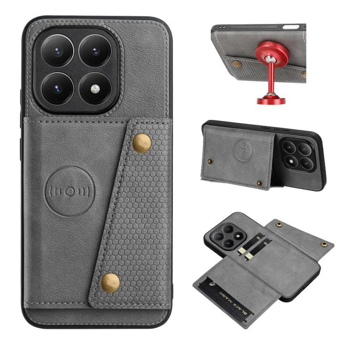 Estuche magnético para teléfono con ranuras para tarjetas con doble hebilla, For Xiaomi Poco X8 Pro Max 5G Global, For Xiaomi Poco X8 Pro 5G Global, For Xiaomi 17 Pro Max, For Xiaomi 17 Pro, For Xiaomi 17, For Xiaomi 15T Pro, For Xiaomi 15T            ...