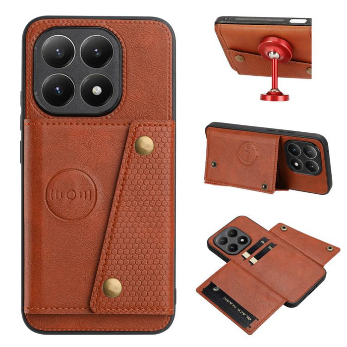 Estuche magnético para teléfono con ranuras para tarjetas con doble hebilla, For Xiaomi Poco X8 Pro Max 5G Global, For Xiaomi Poco X8 Pro 5G Global, For Xiaomi 17 Pro Max, For Xiaomi 17 Pro, For Xiaomi 17, For Xiaomi 15T Pro, For Xiaomi 15T            ...