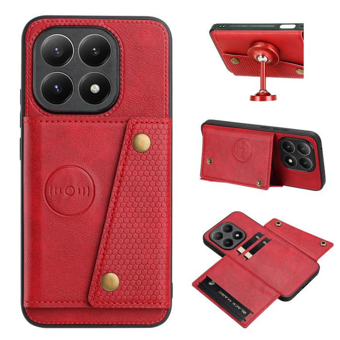 Estuche magnético para teléfono con ranuras para tarjetas con doble hebilla, For Xiaomi Poco X8 Pro Max 5G Global, For Xiaomi Poco X8 Pro 5G Global, For Xiaomi 17 Pro Max, For Xiaomi 17 Pro, For Xiaomi 17, For Xiaomi 15T Pro, For Xiaomi 15T            ...