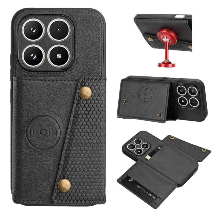Estuche magnético para teléfono con ranuras para tarjetas con doble hebilla, For Xiaomi Poco X8 Pro Max 5G Global, For Xiaomi Poco X8 Pro 5G Global, For Xiaomi 17 Pro Max, For Xiaomi 17 Pro, For Xiaomi 17, For Xiaomi 15T Pro, For Xiaomi 15T            ...