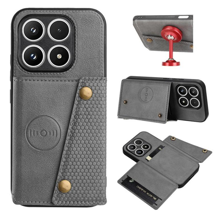 Estuche magnético para teléfono con ranuras para tarjetas con doble hebilla, For Xiaomi Poco X8 Pro Max 5G Global, For Xiaomi Poco X8 Pro 5G Global, For Xiaomi 17 Pro Max, For Xiaomi 17 Pro, For Xiaomi 17, For Xiaomi 15T Pro, For Xiaomi 15T            ...