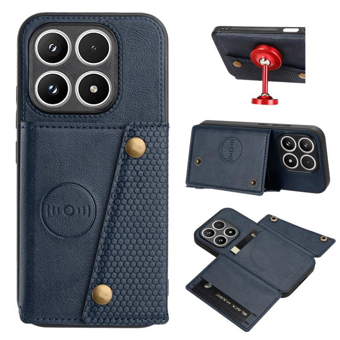 Estuche magnético para teléfono con ranuras para tarjetas con doble hebilla, For Xiaomi Poco X8 Pro Max 5G Global, For Xiaomi Poco X8 Pro 5G Global, For Xiaomi 17 Pro Max, For Xiaomi 17 Pro, For Xiaomi 17, For Xiaomi 15T Pro, For Xiaomi 15T            ...