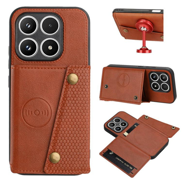 Estuche magnético para teléfono con ranuras para tarjetas con doble hebilla, For Xiaomi Poco X8 Pro Max 5G Global, For Xiaomi Poco X8 Pro 5G Global, For Xiaomi 17 Pro Max, For Xiaomi 17 Pro, For Xiaomi 17, For Xiaomi 15T Pro, For Xiaomi 15T            ...