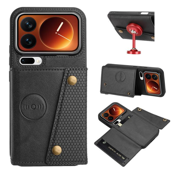 Estuche magnético para teléfono con ranuras para tarjetas con doble hebilla, For Xiaomi Poco X8 Pro Max 5G Global, For Xiaomi Poco X8 Pro 5G Global, For Xiaomi 17 Pro Max, For Xiaomi 17 Pro, For Xiaomi 17, For Xiaomi 15T Pro, For Xiaomi 15T            ...