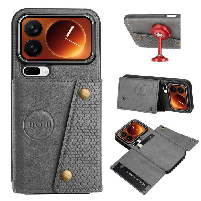 Estuche magnético para teléfono con ranuras para tarjetas con doble hebilla, For Xiaomi Poco X8 Pro Max 5G Global, For Xiaomi Poco X8 Pro 5G Global, For Xiaomi 17 Pro Max, For Xiaomi 17 Pro, For Xiaomi 17, For Xiaomi 15T Pro, For Xiaomi 15T            ...