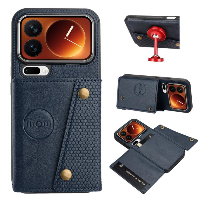 Estuche magnético para teléfono con ranuras para tarjetas con doble hebilla, For Xiaomi Poco X8 Pro Max 5G Global, For Xiaomi Poco X8 Pro 5G Global, For Xiaomi 17 Pro Max, For Xiaomi 17 Pro, For Xiaomi 17, For Xiaomi 15T Pro, For Xiaomi 15T            ...