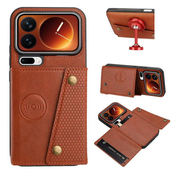 Estuche magnético para teléfono con ranuras para tarjetas con doble hebilla, For Xiaomi Poco X8 Pro Max 5G Global, For Xiaomi Poco X8 Pro 5G Global, For Xiaomi 17 Pro Max, For Xiaomi 17 Pro, For Xiaomi 17, For Xiaomi 15T Pro, For Xiaomi 15T            ...