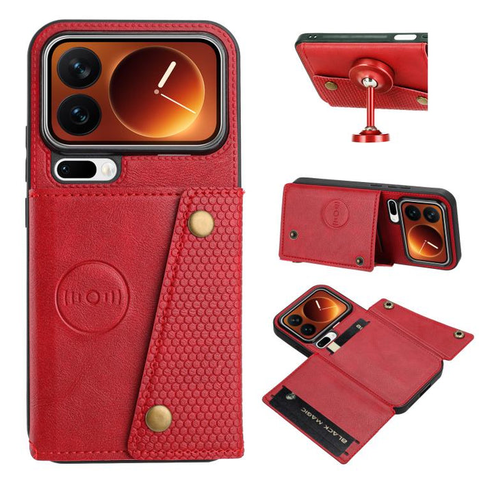 Estuche magnético para teléfono con ranuras para tarjetas con doble hebilla, For Xiaomi Poco X8 Pro Max 5G Global, For Xiaomi Poco X8 Pro 5G Global, For Xiaomi 17 Pro Max, For Xiaomi 17 Pro, For Xiaomi 17, For Xiaomi 15T Pro, For Xiaomi 15T            ...