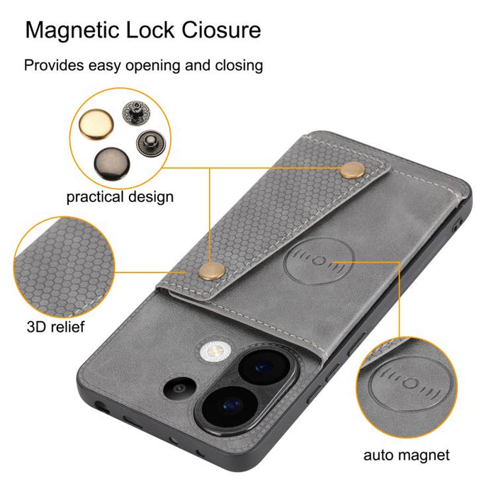 Estuche magnético para teléfono con ranuras para tarjetas con doble hebilla, For Xiaomi Poco X8 Pro Max 5G Global, For Xiaomi Poco X8 Pro 5G Global, For Xiaomi 17 Pro Max, For Xiaomi 17 Pro, For Xiaomi 17, For Xiaomi 15T Pro, For Xiaomi 15T            ...