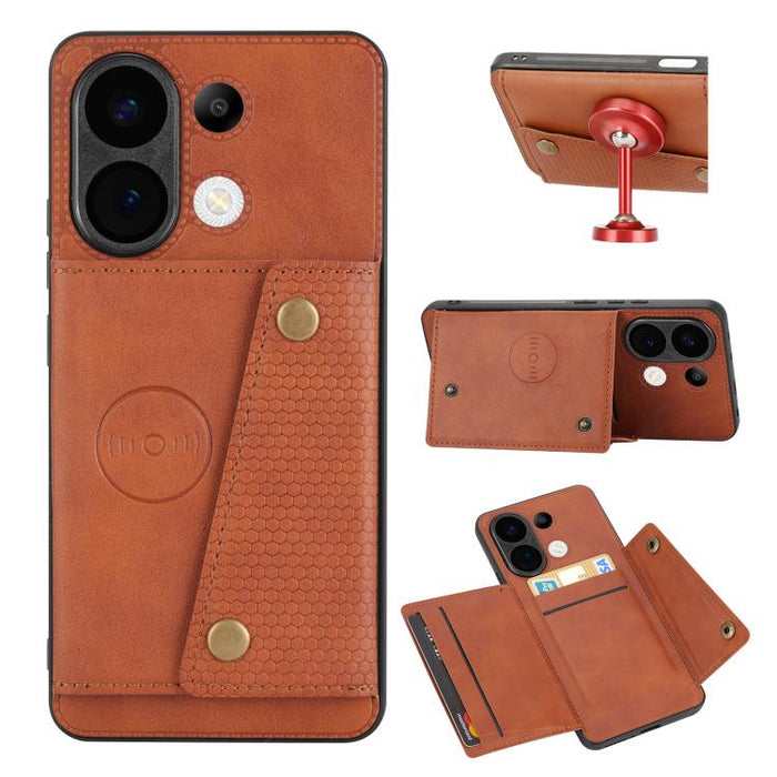 Estuche magnético para teléfono con ranuras para tarjetas con doble hebilla, For Xiaomi Poco X8 Pro Max 5G Global, For Xiaomi Poco X8 Pro 5G Global, For Xiaomi 17 Pro Max, For Xiaomi 17 Pro, For Xiaomi 17, For Xiaomi 15T Pro, For Xiaomi 15T            ...