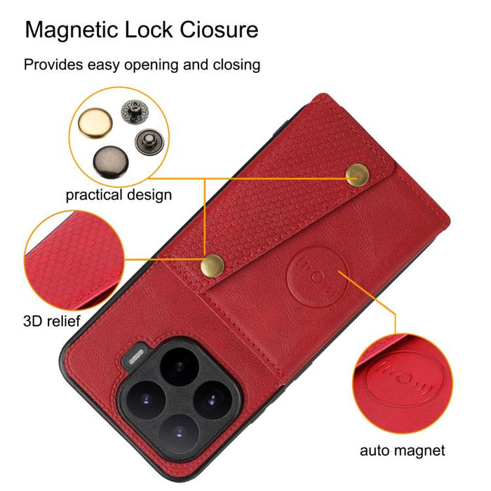 Estuche magnético para teléfono con ranuras para tarjetas con doble hebilla, For Xiaomi Poco X8 Pro Max 5G Global, For Xiaomi Poco X8 Pro 5G Global, For Xiaomi 17 Pro Max, For Xiaomi 17 Pro, For Xiaomi 17, For Xiaomi 15T Pro, For Xiaomi 15T            ...